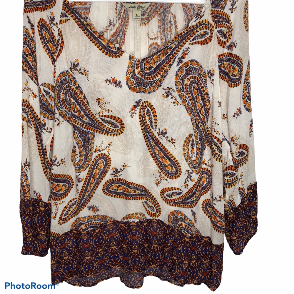 Lucky Brand Large Boho Paisley Peasant Blouse - Picture 4 of 9